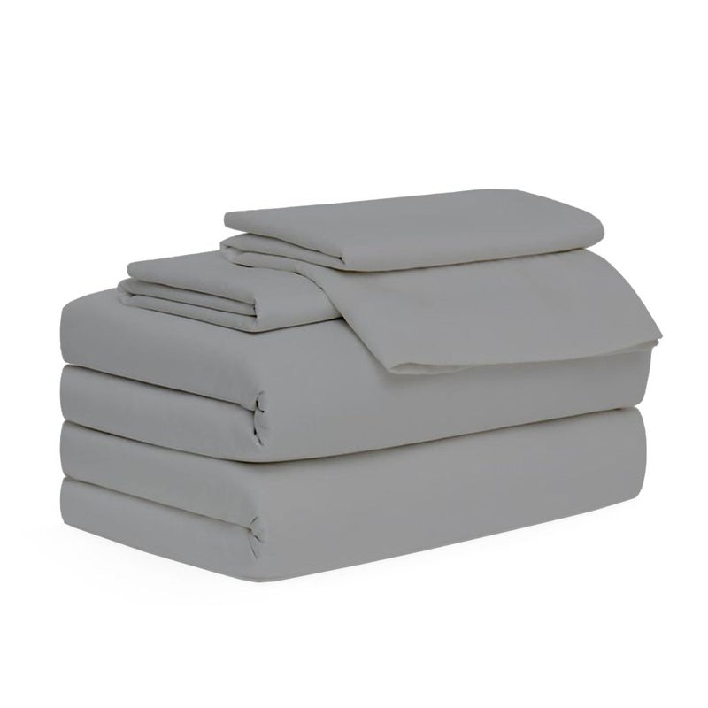 Cottingon 4 Pc Twin Extra Long Sheets for Dorm Bedding, 100% Egyptian Cotton, Specially Designed for College Room Beds, Pocket fits 10-15 inches Deep Mattress, Twin XL 39"x80", Light Grey Solid - Image 1